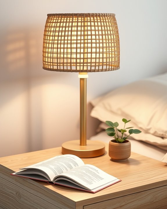 woven rattan bedside lamps